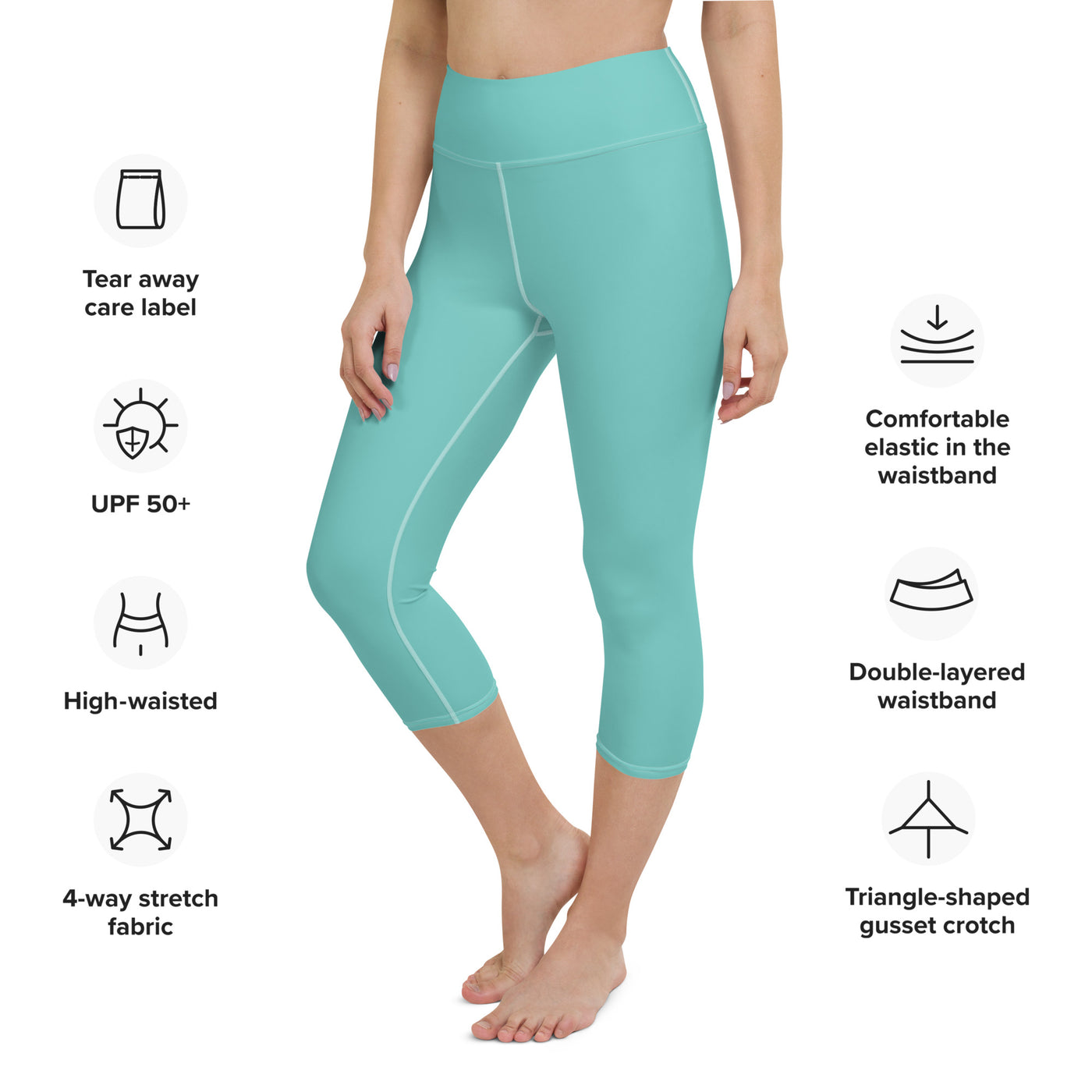 Women's-high-waisted-teal-capri