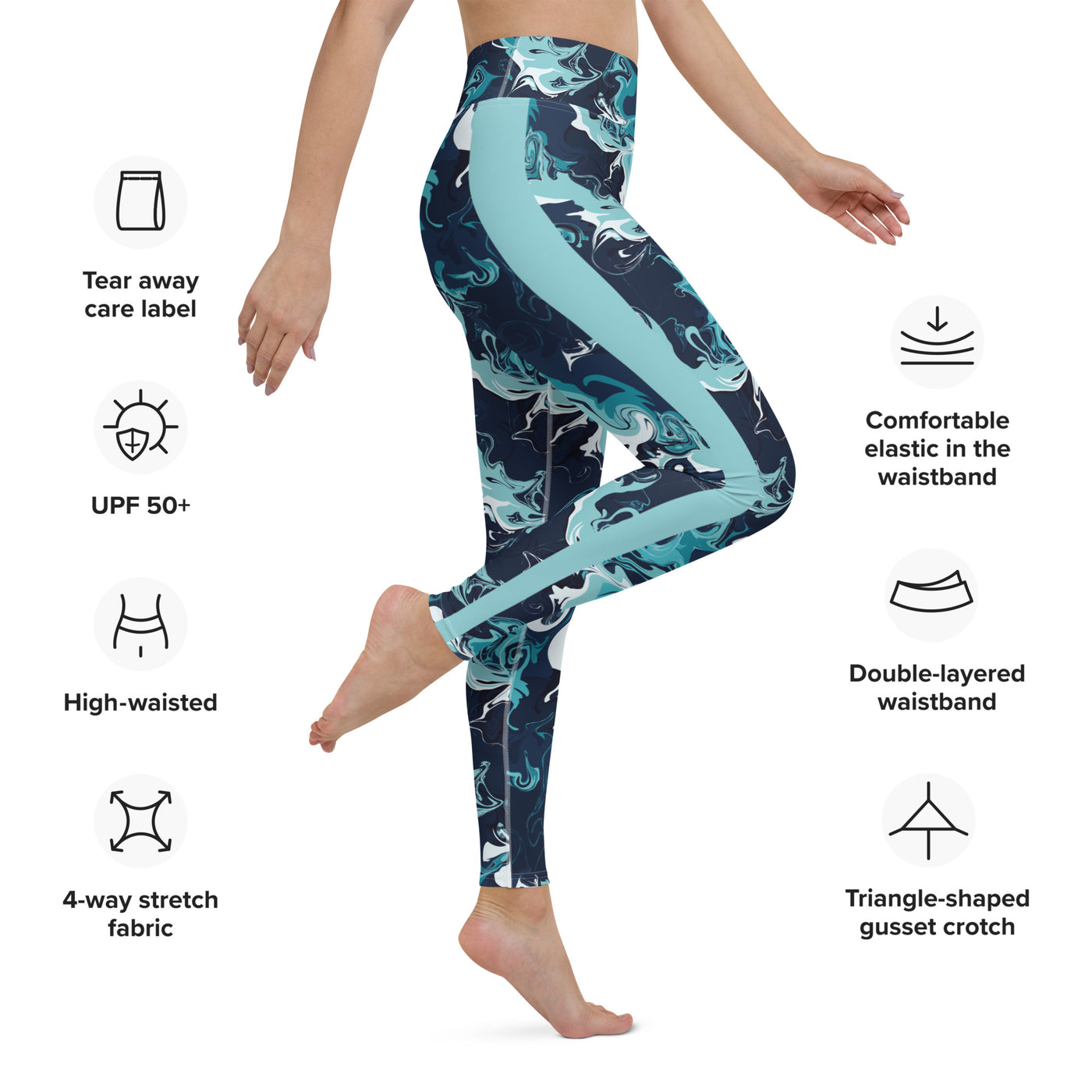 Women's-high-waisted-blue-multicolor-yoga-leggings