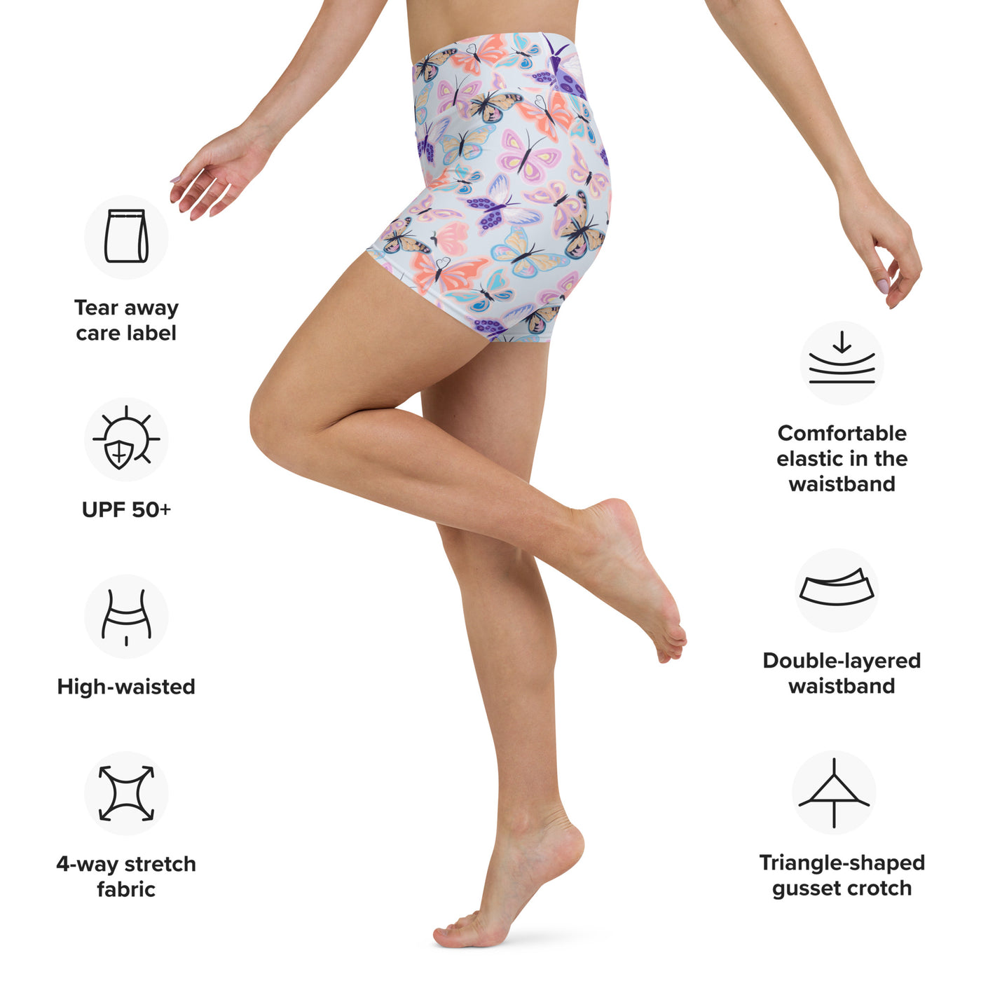 Women's-high high-waisted-butterfly-yoga-shorts